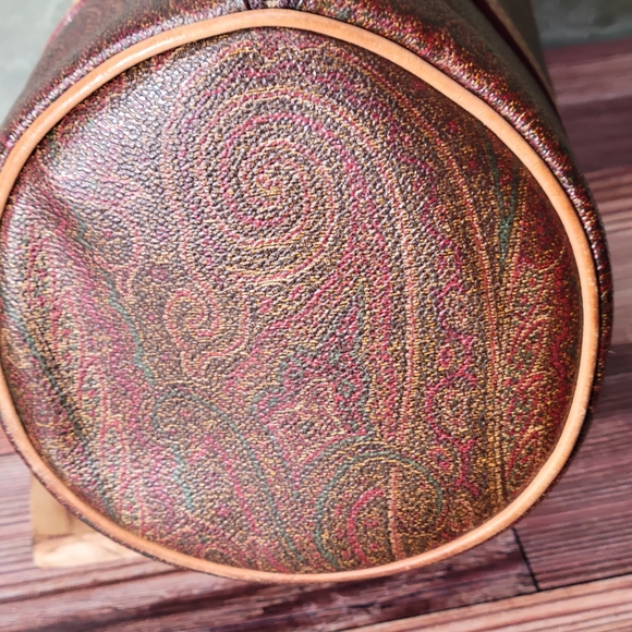 Etro Paisley Canvas Natural Leather Round Barrel shoulder purse/bag - Picture 6 of 16